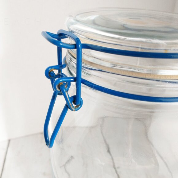 Anchor Hocking Bail Lid Glass Jar Vtg Wire Bale Storage Canister 90s Kitchenalia - Picture 7 of 11